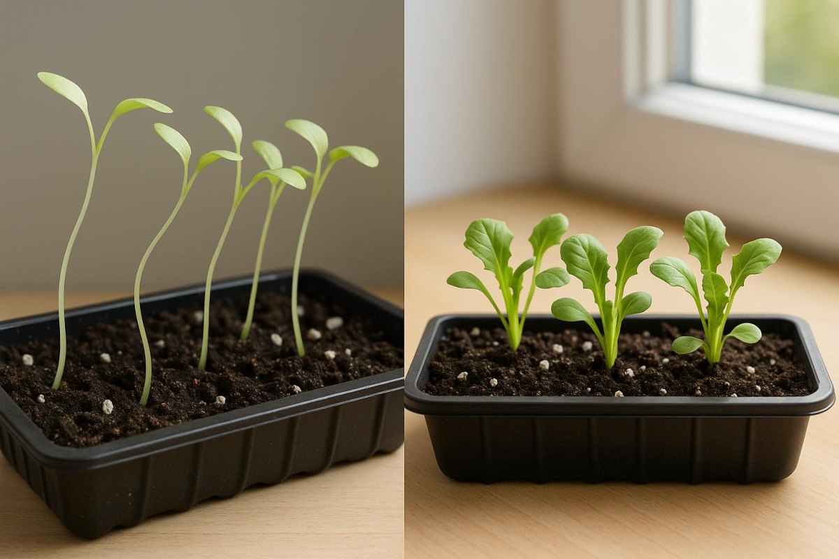 Healthy and weak seedlings comparison