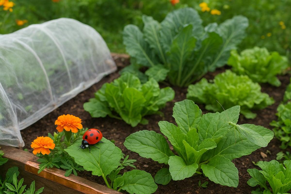 Ladybugs protecting raised bed crops