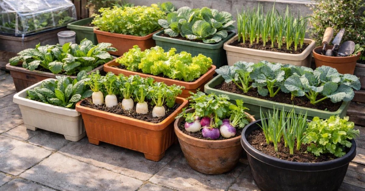 Affordable vegetable container garden setup