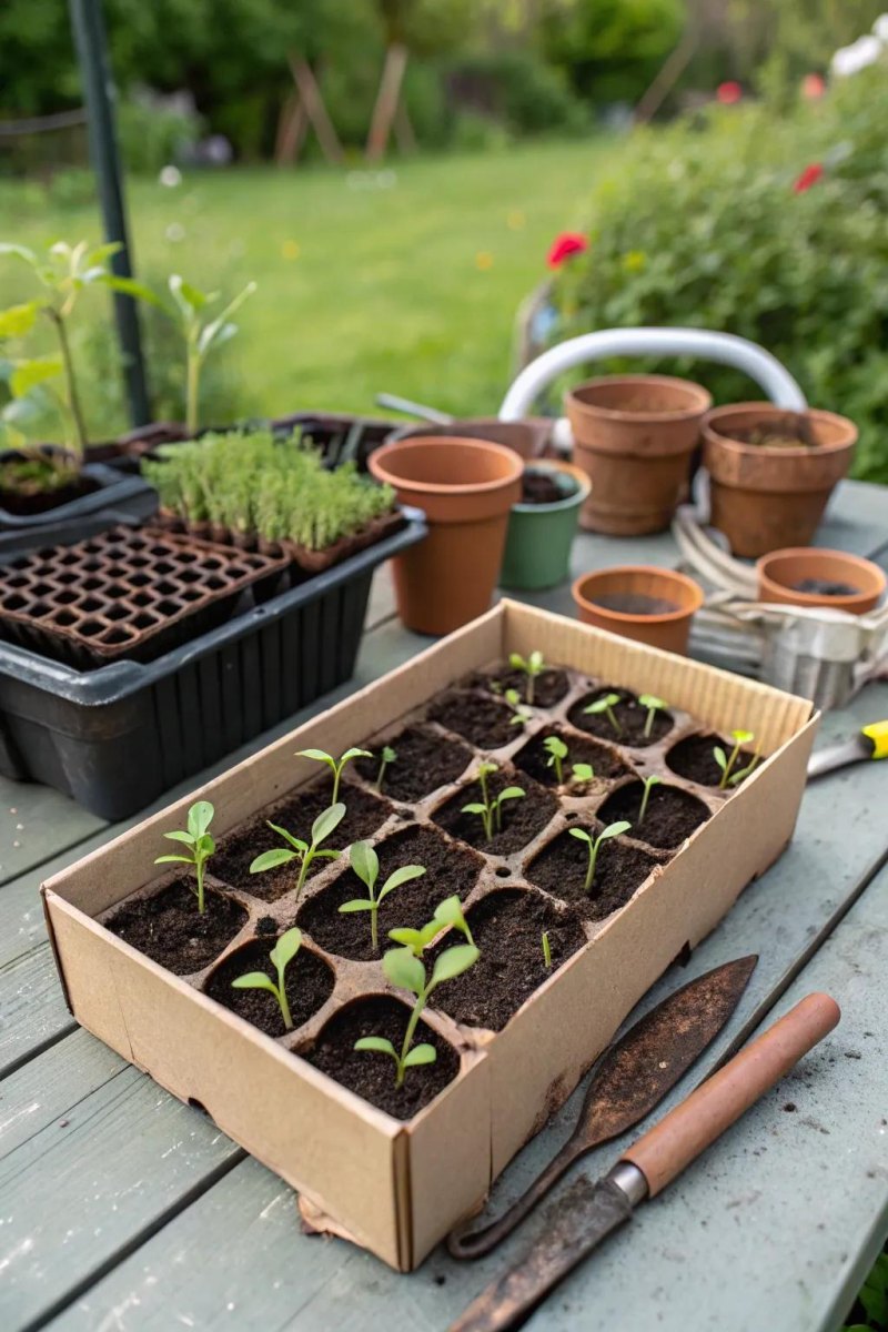 Cardboard seed starting tray