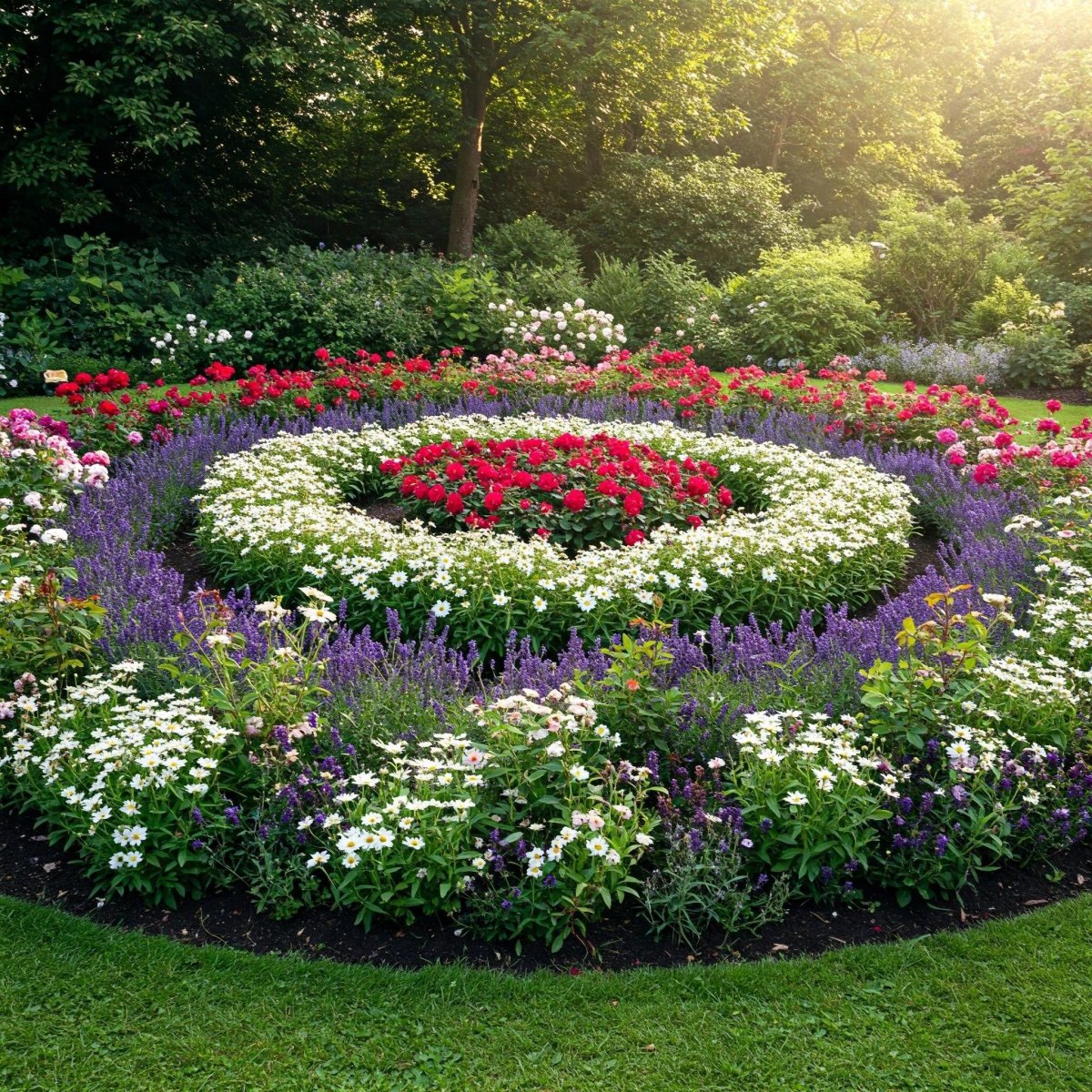 circular flower bed arrangement