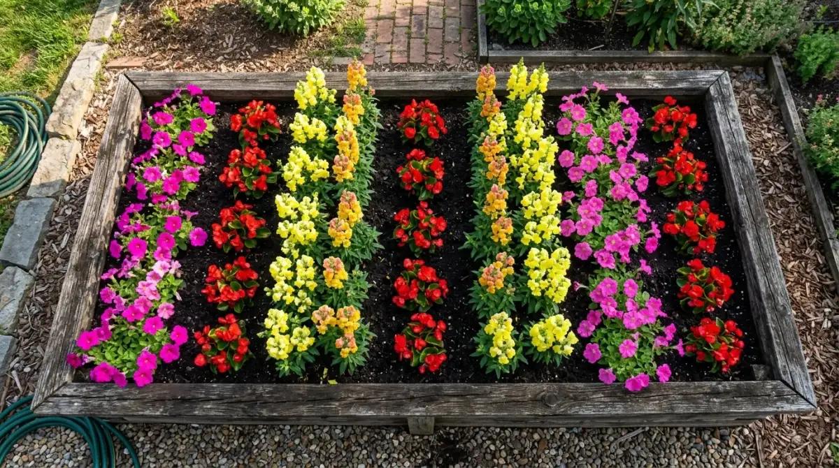color themed flower garden
