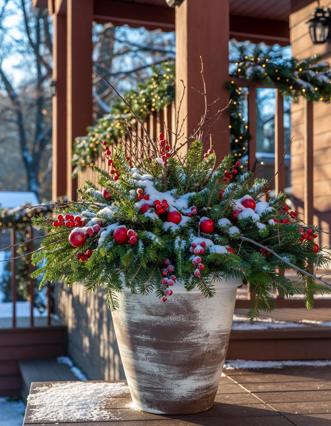 Berry filled winter planter design