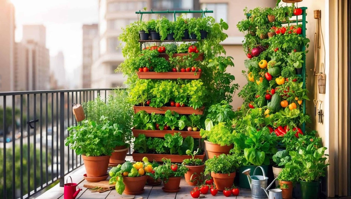 Colorful edible balcony garden design