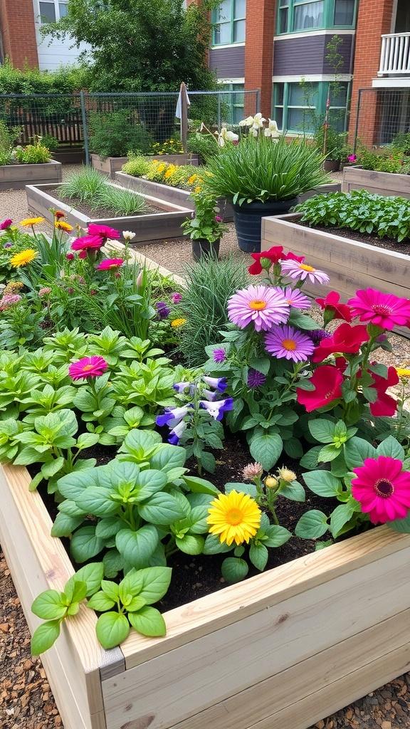 Colorful flower raised bed