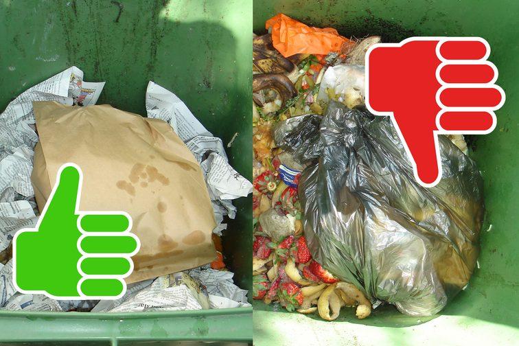 Wrong disposal of compostable bags