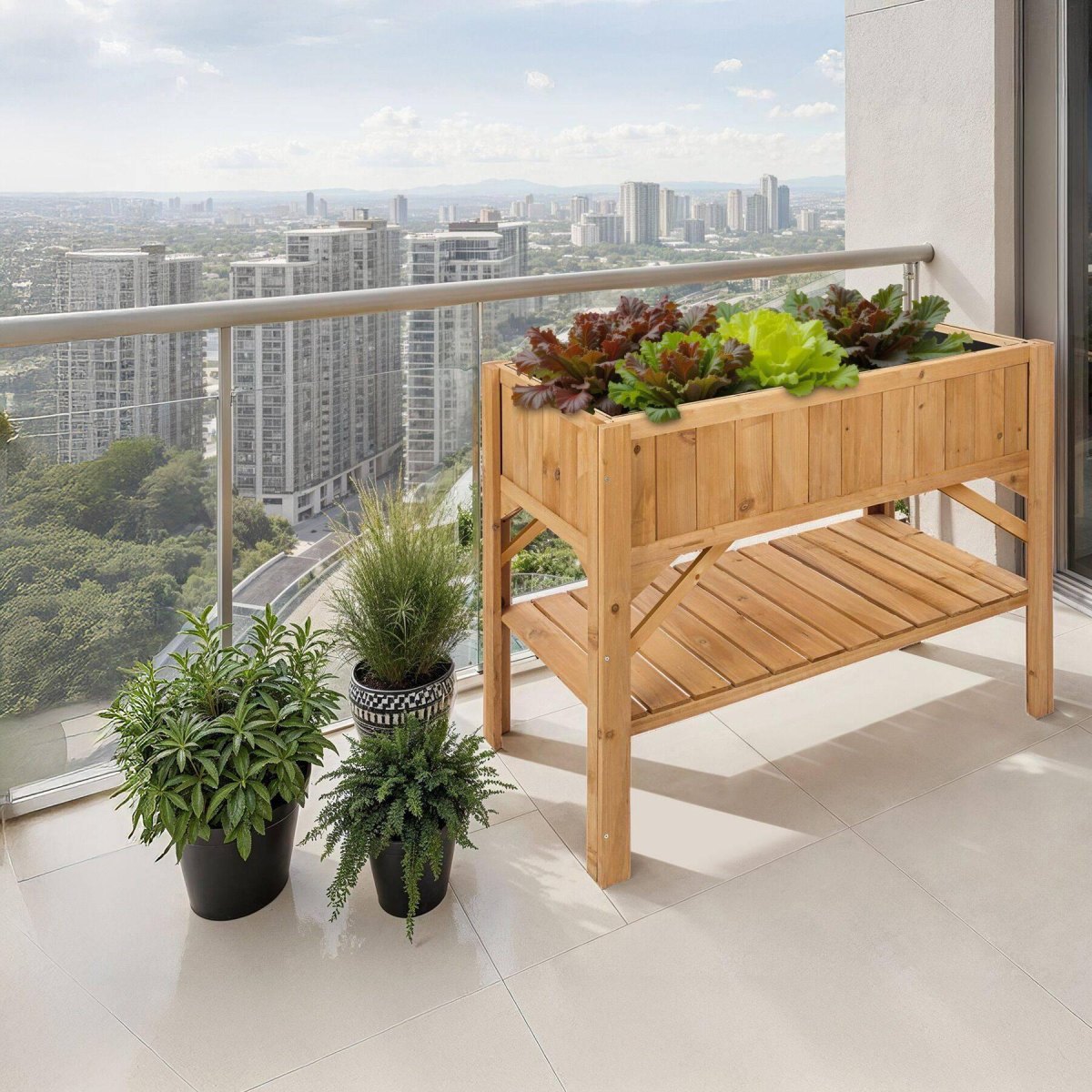 Compact raised bed on balcony