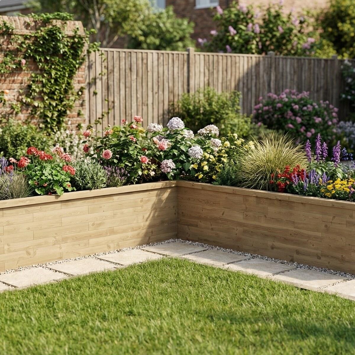 Corner backyard raised bed