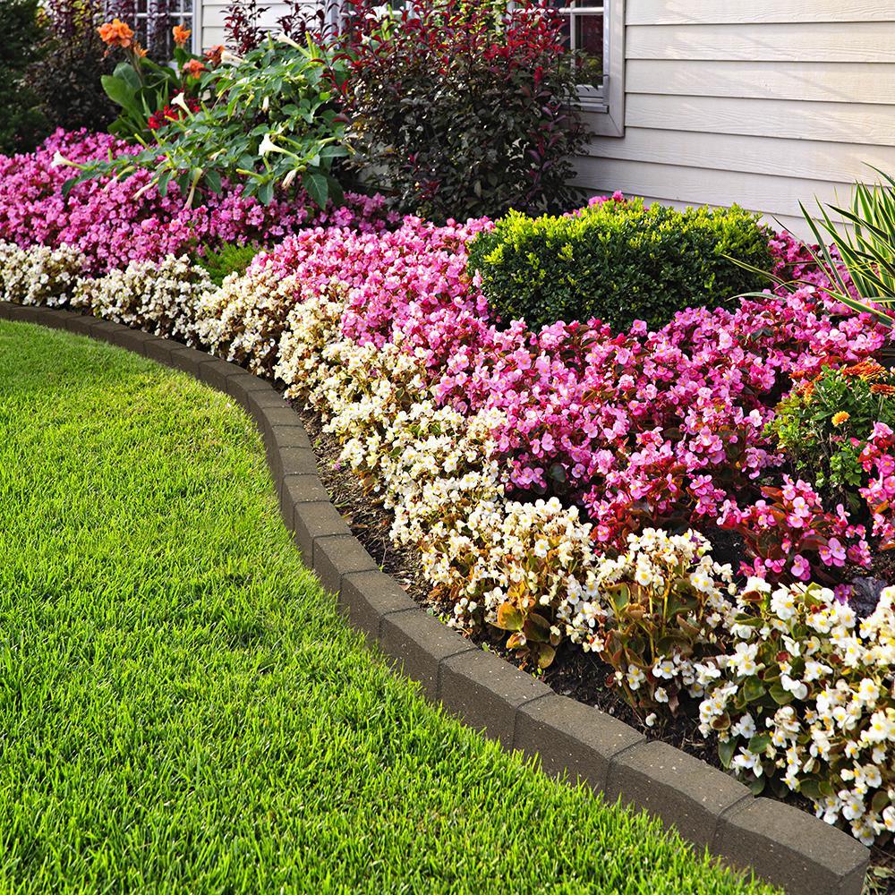 Flower beds with simple garden borders