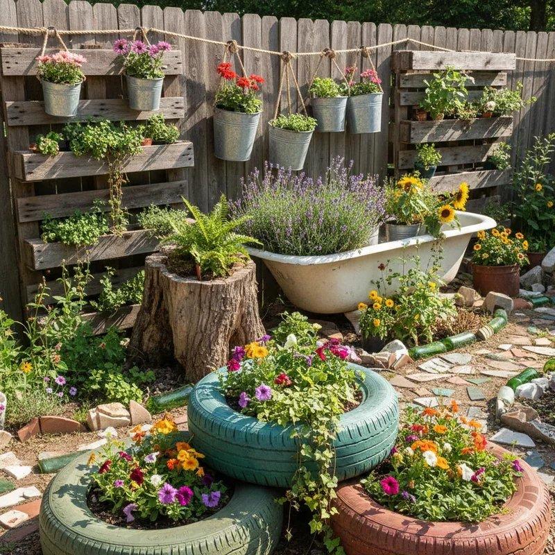 Recycled containers used for gardening