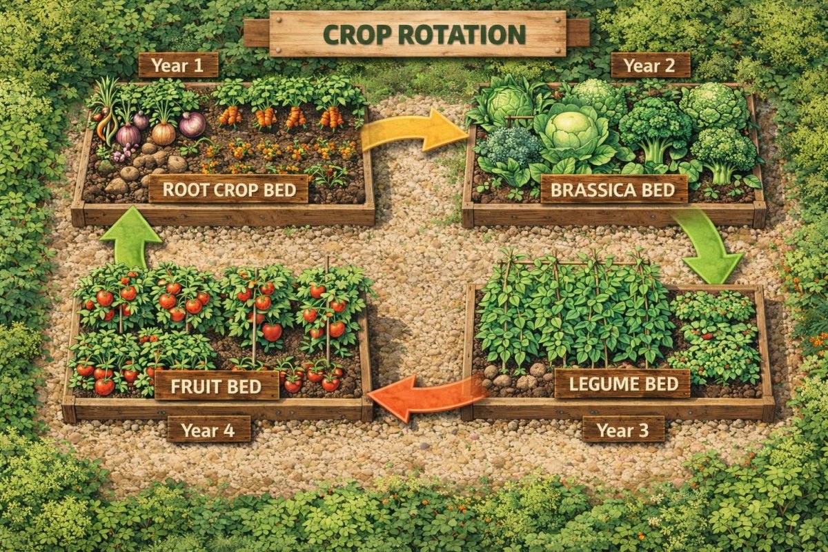 Crop rotation in raised garden beds