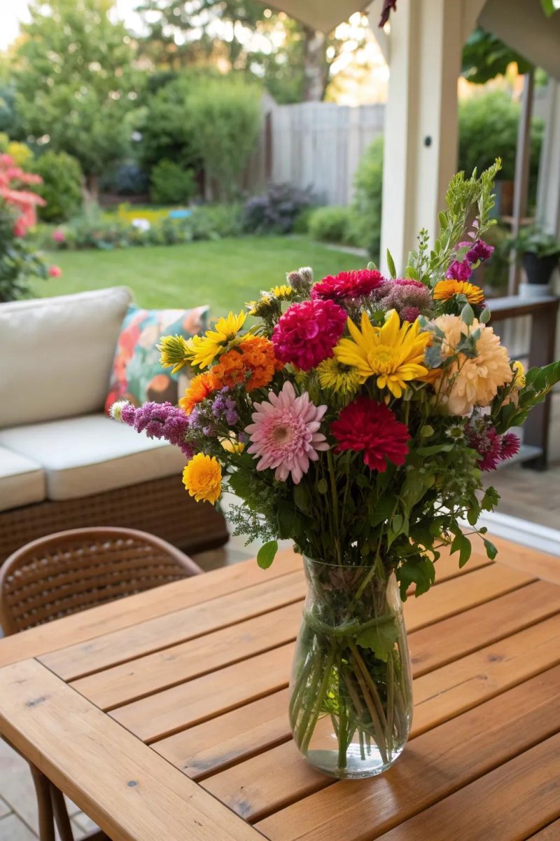 Homegrown backyard flower bouquet decoration