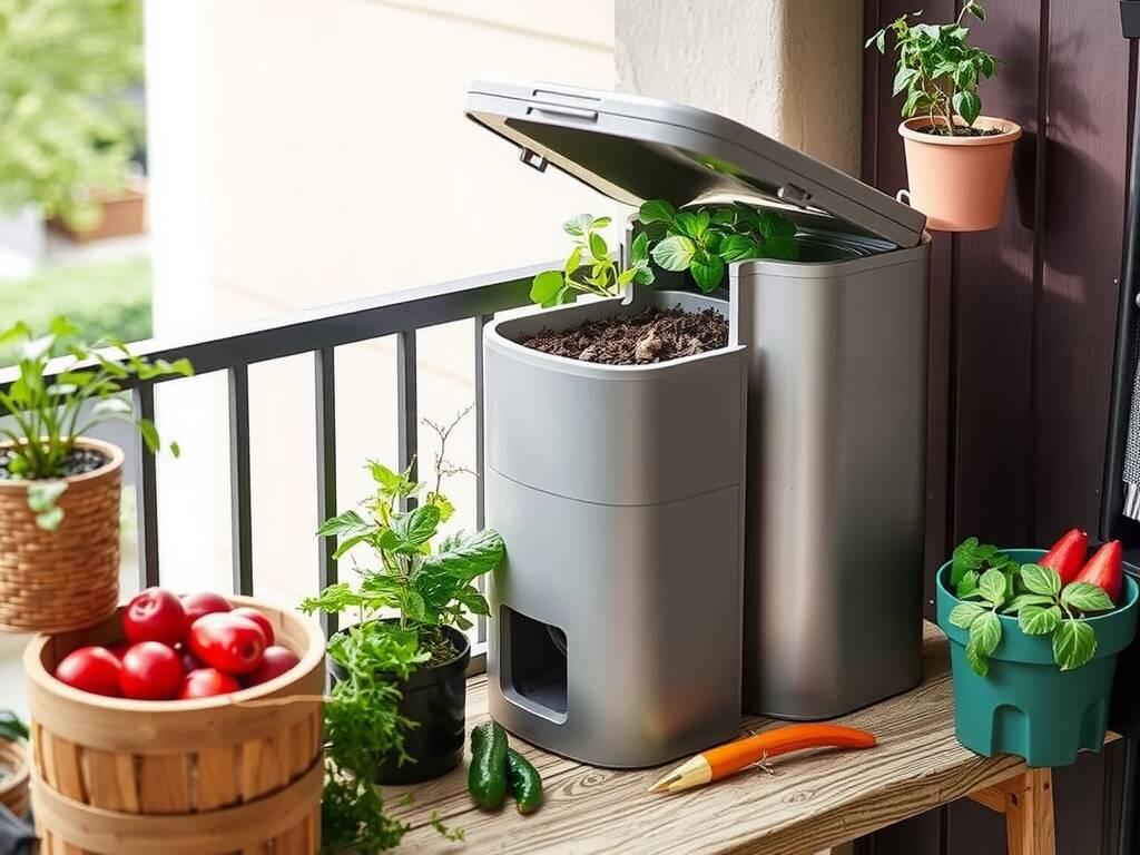 Small space compost system on patio