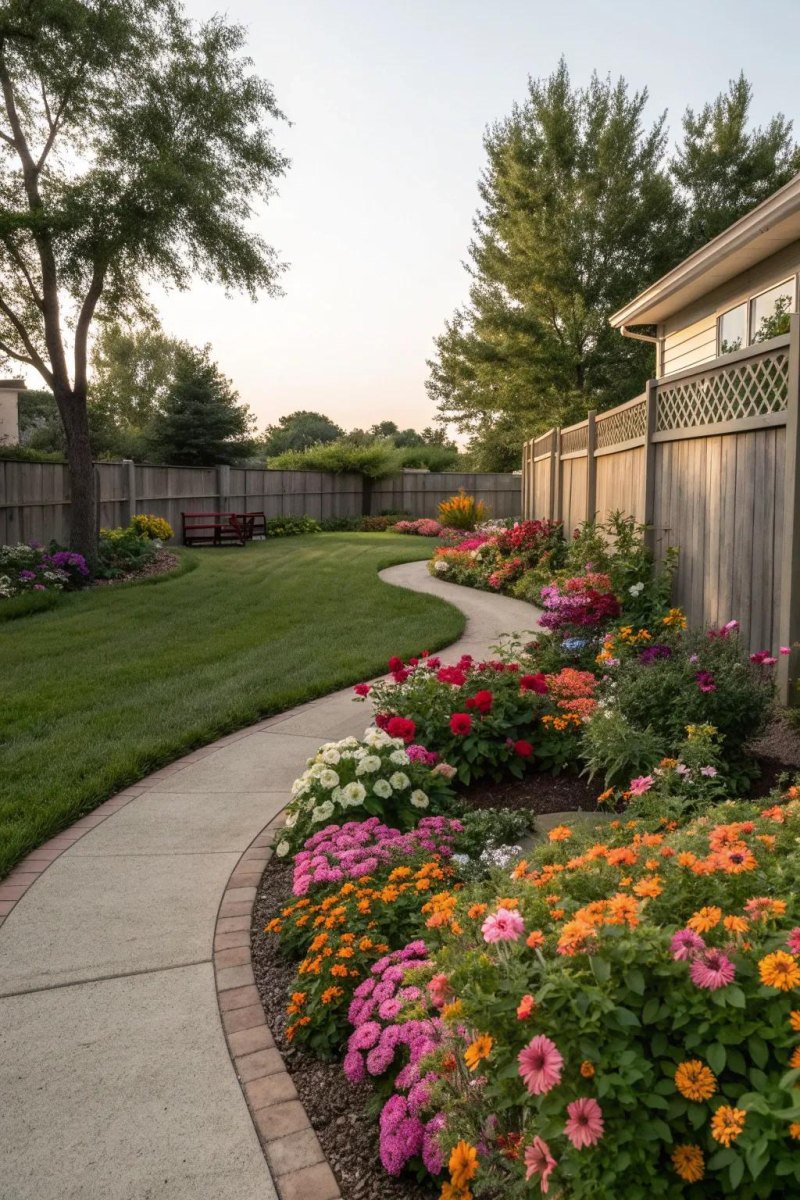 Paths between flower beds
