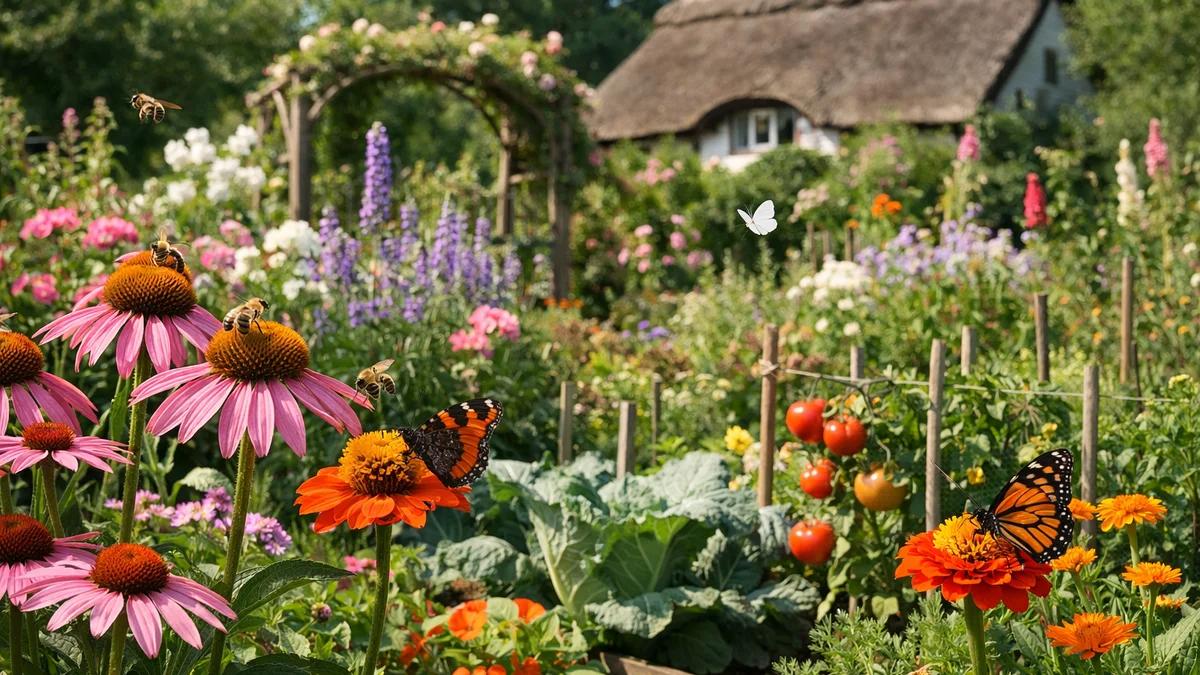 Diverse flowers and vegetables supporting natural pest predators