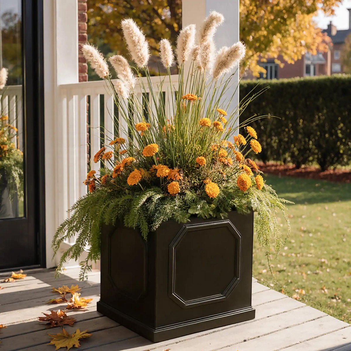 Fall planter with ornamental grasses