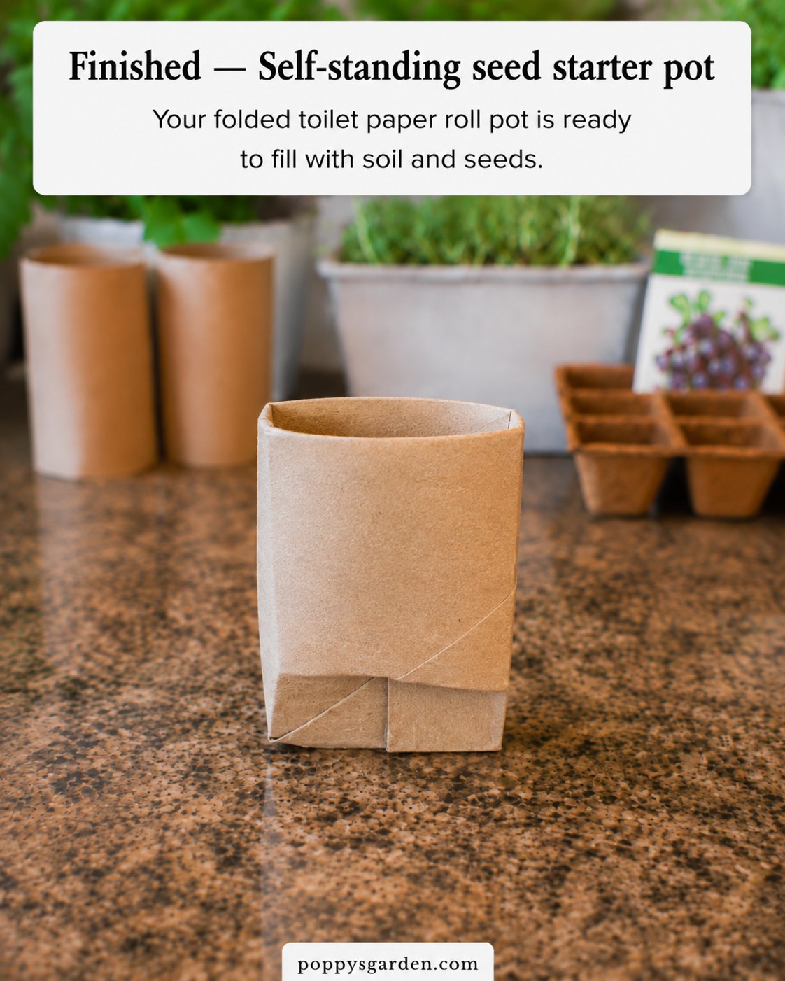 Folded Toilet Paper Roll Seed Starter Pots - No Tape, No
