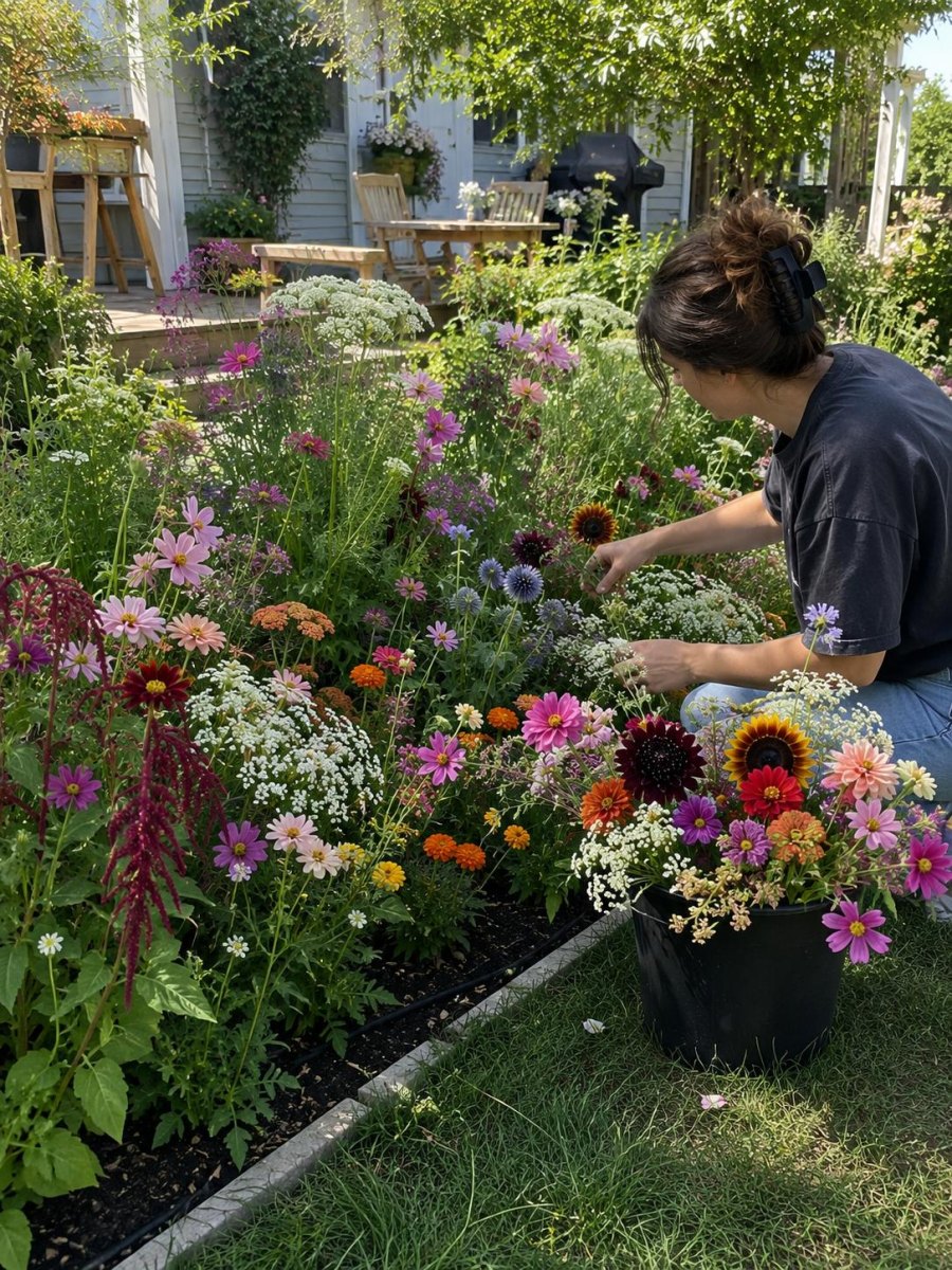 Harvesting flowers for indoor bouquets