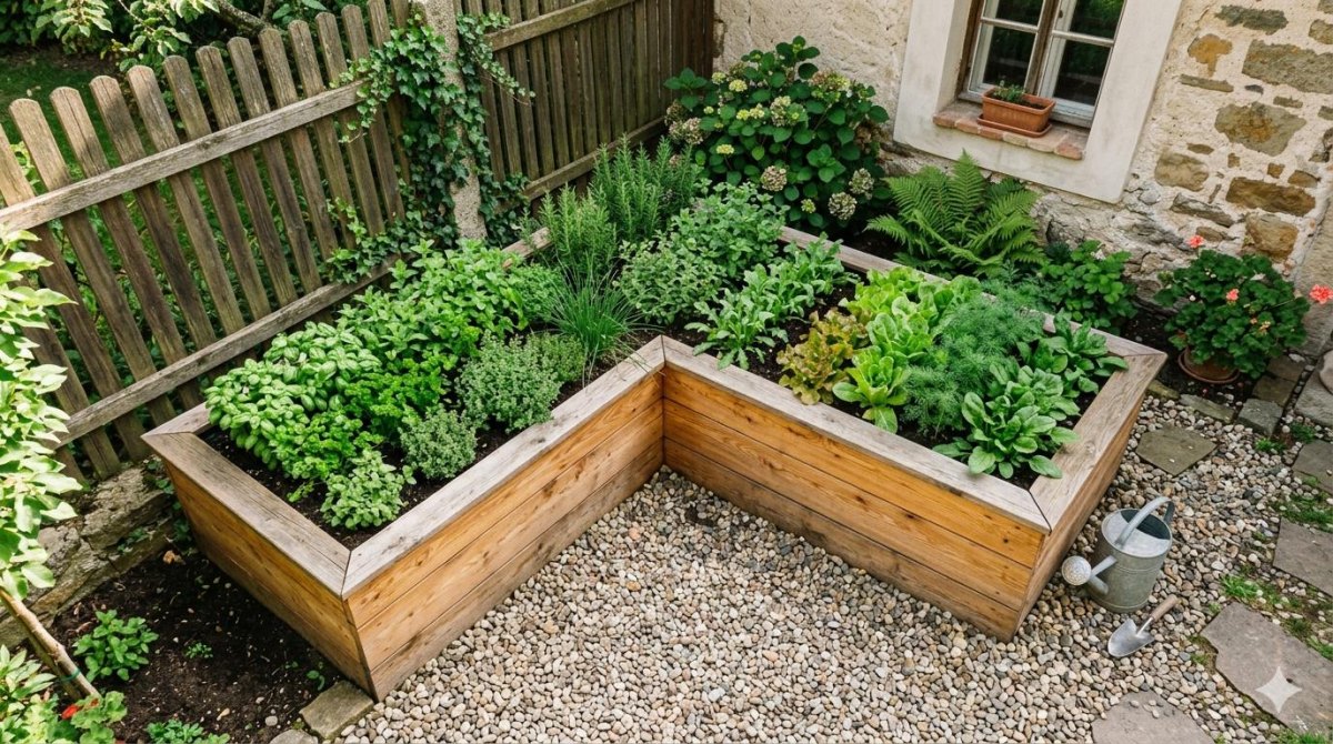 L shaped raised garden bed