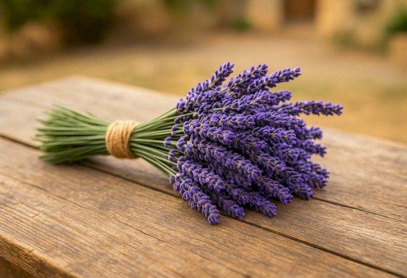 Lavender stems in bouquet