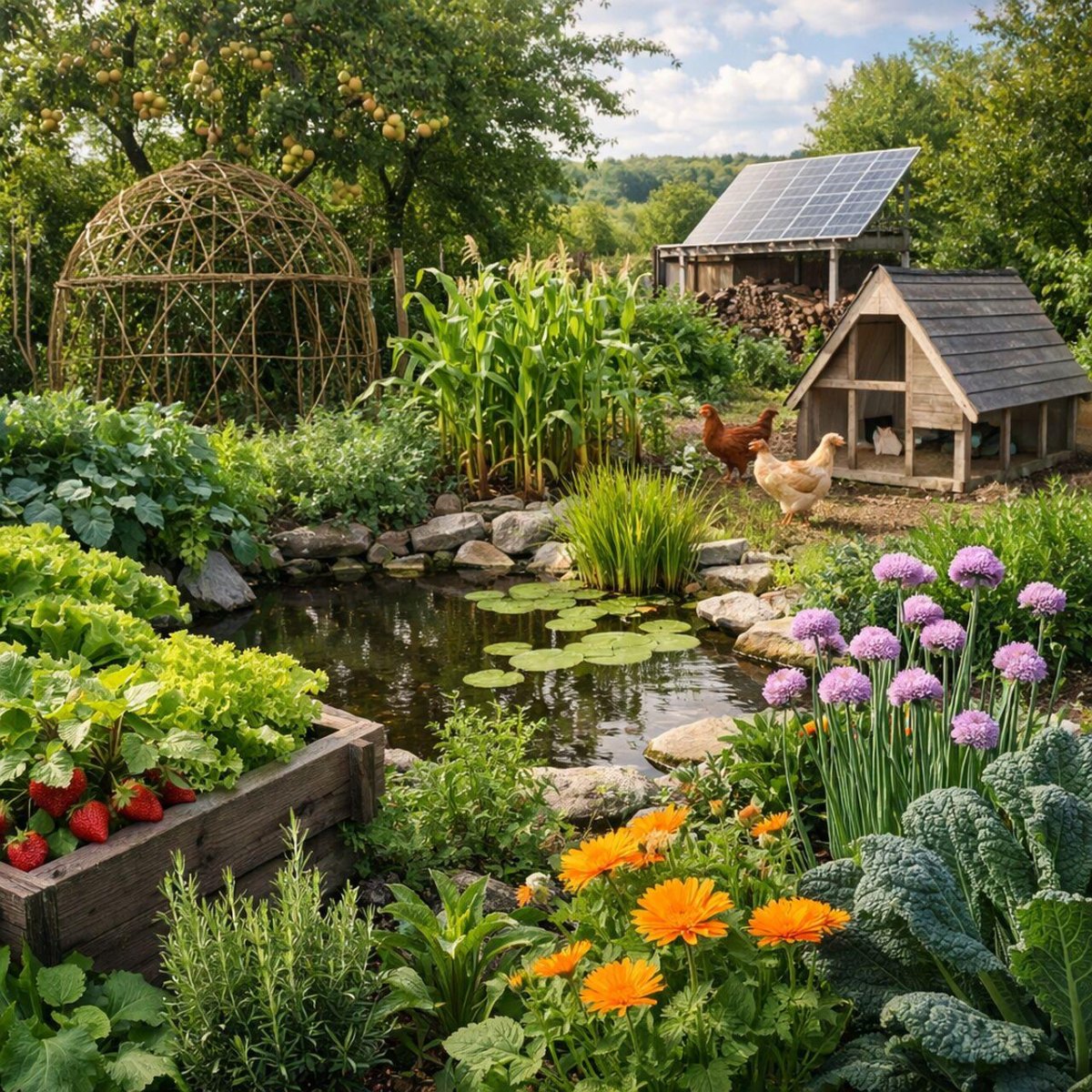 Thriving self sustaining garden ecosystem