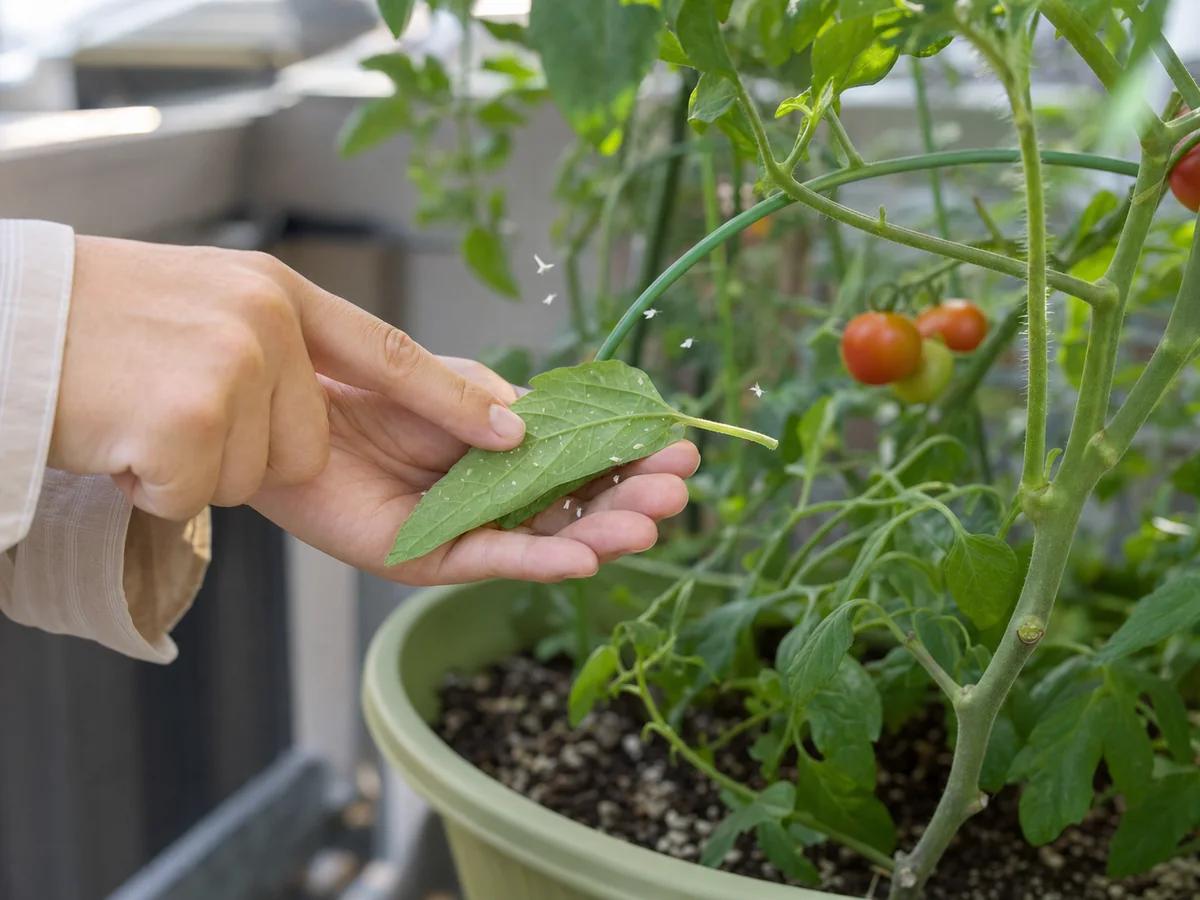 Inspecting pests on bucket plants
