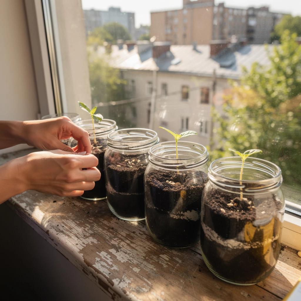 Mason jar seed setup
