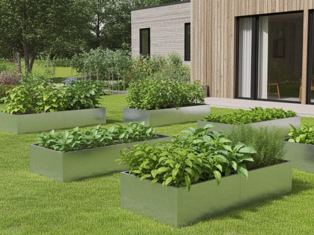 Galvanized metal garden beds