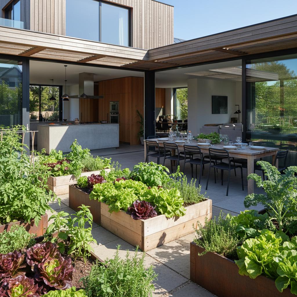 Modern minimalist patio garden