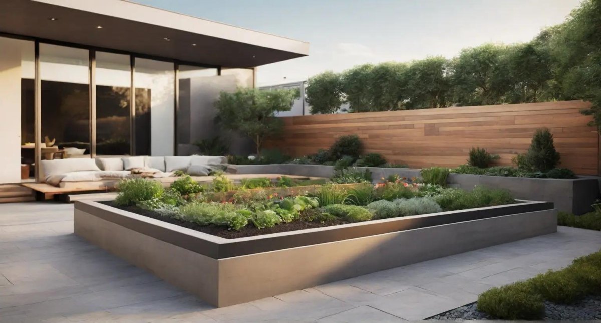 Modern minimalist raised beds