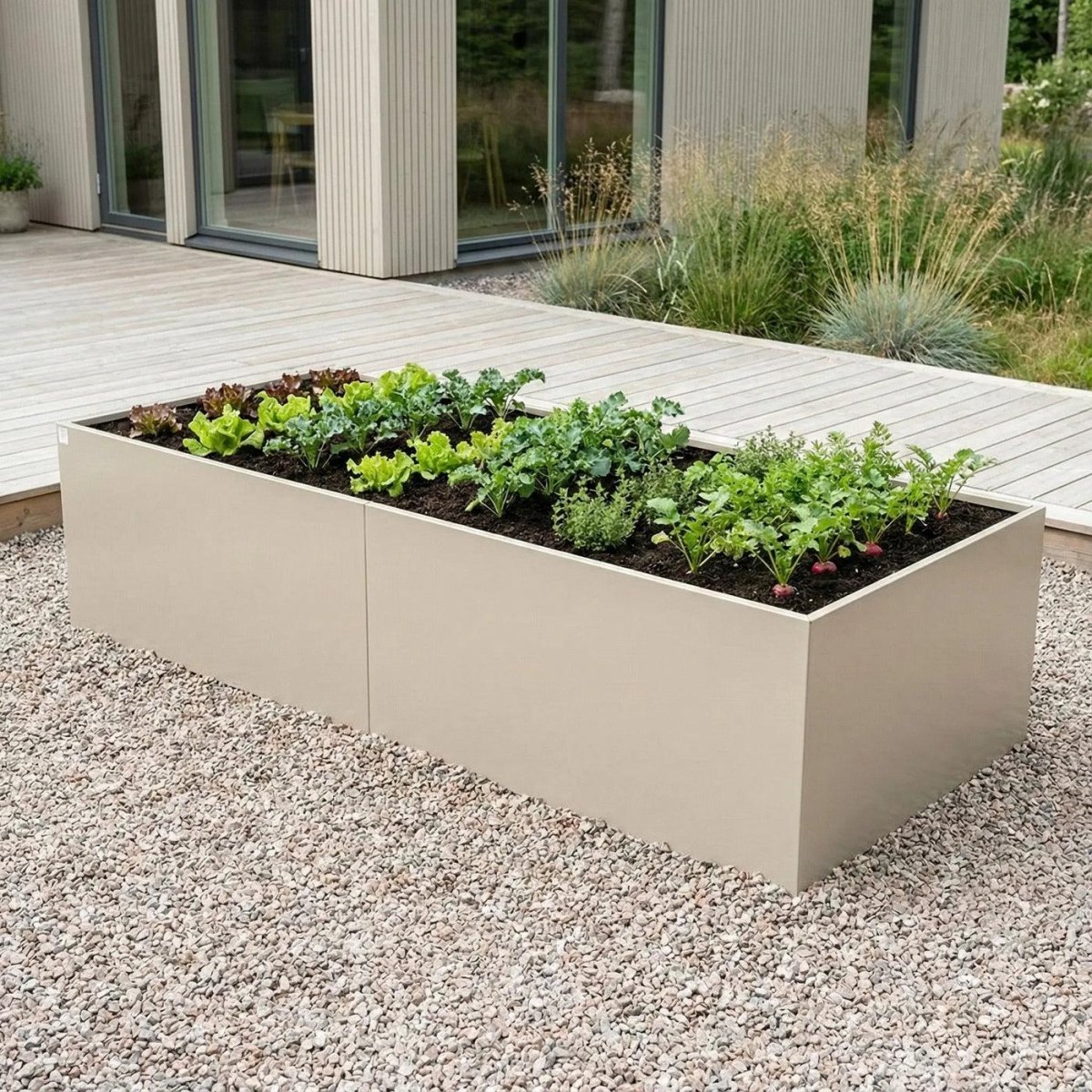 Modern minimalist vegetable container garden
