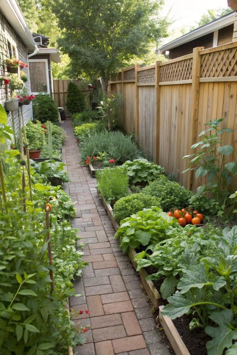 Narrow side yard garden