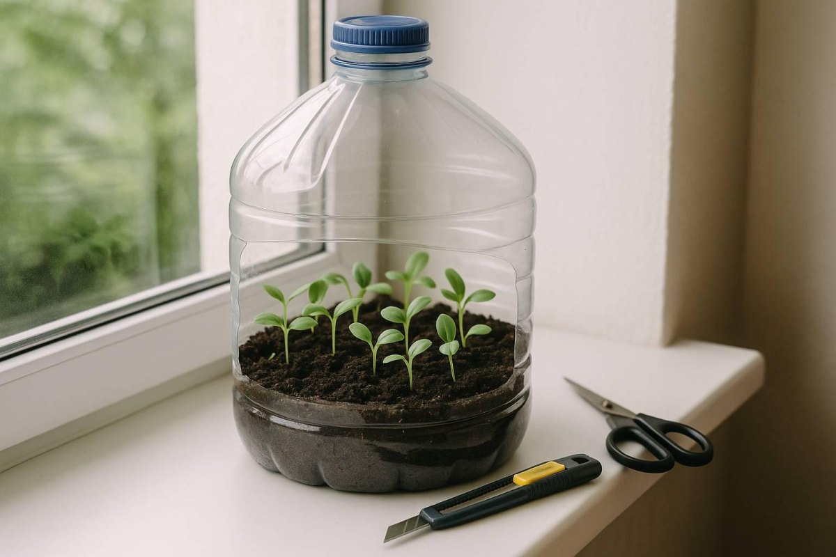 Plastic bottle mini greenhouse