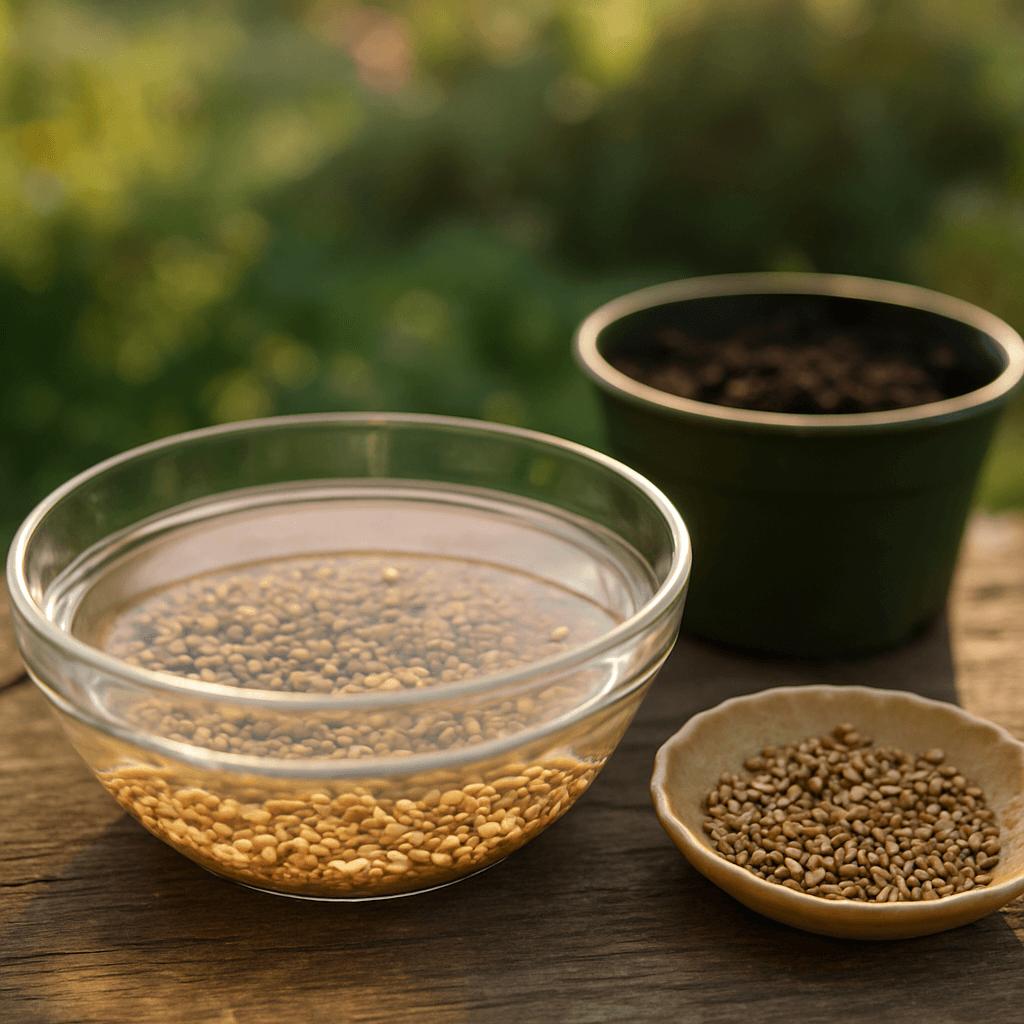 Seeds soaking before planting