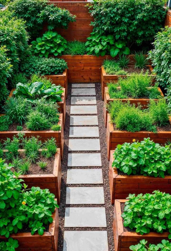 Raised bed herb garden