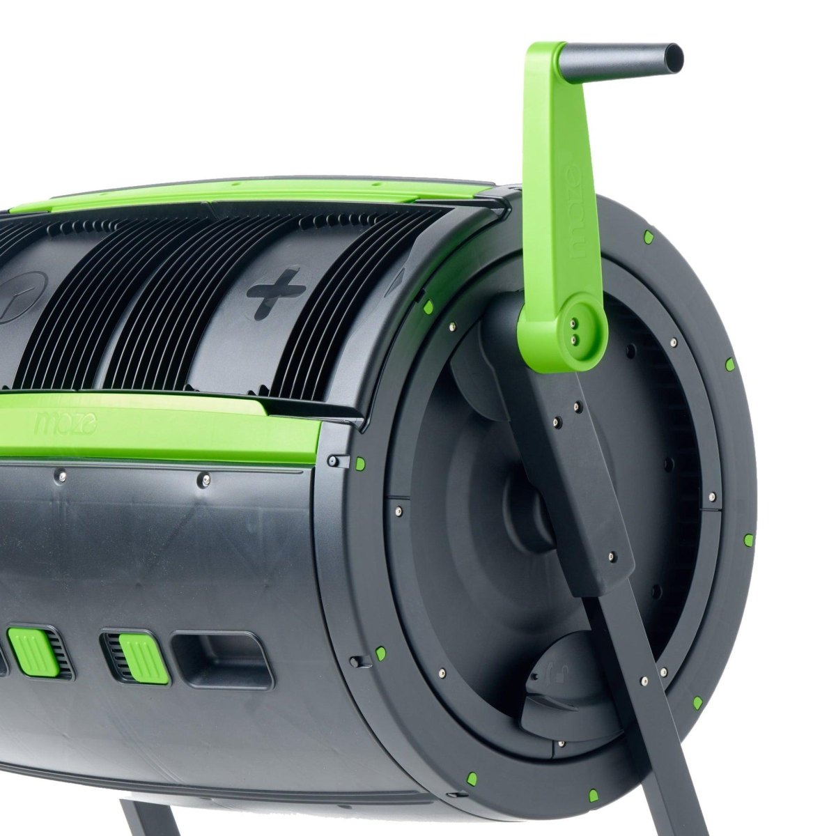 Rotating compost tumbler drum handle