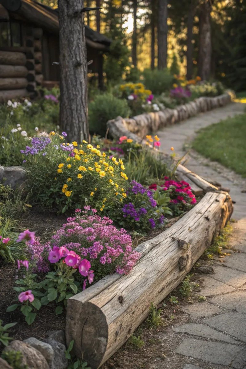 rustic wooden border garden