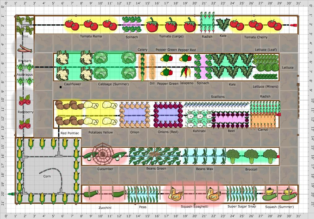 Seasonal vegetable garden layout