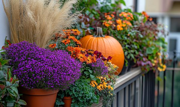 Small balcony fall planter arrangement