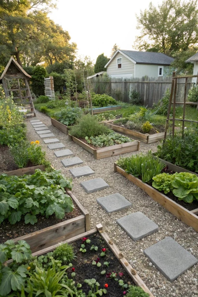 Garden layout with pathways