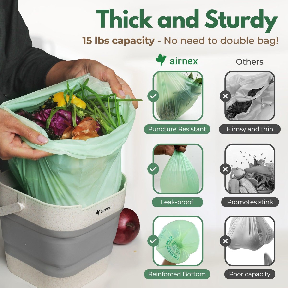 Durable compostable trash bag