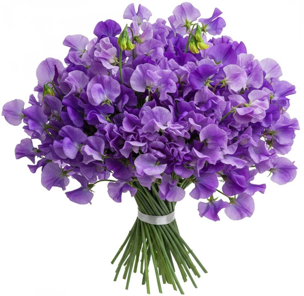 Sweet pea flowers in bouquet