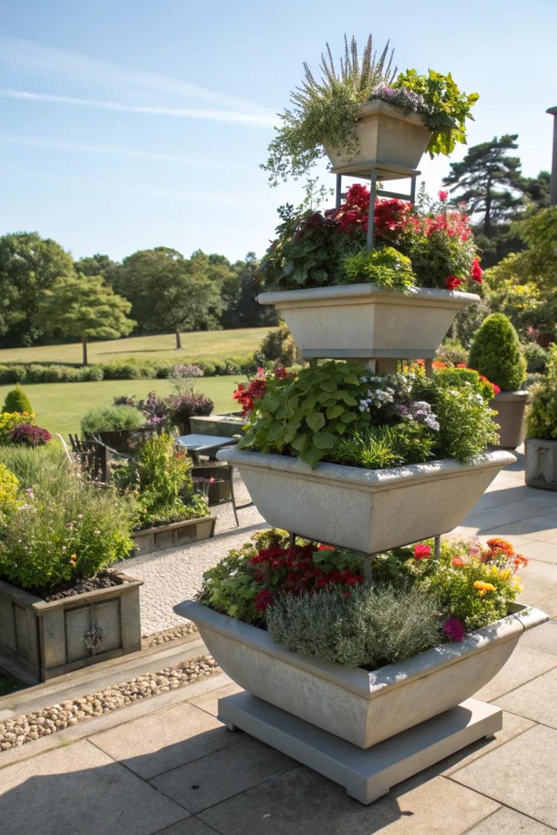 Tiered Container Garden Layout for Patios