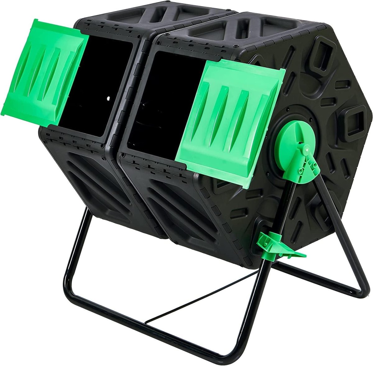 Two chamber compost tumbler bins