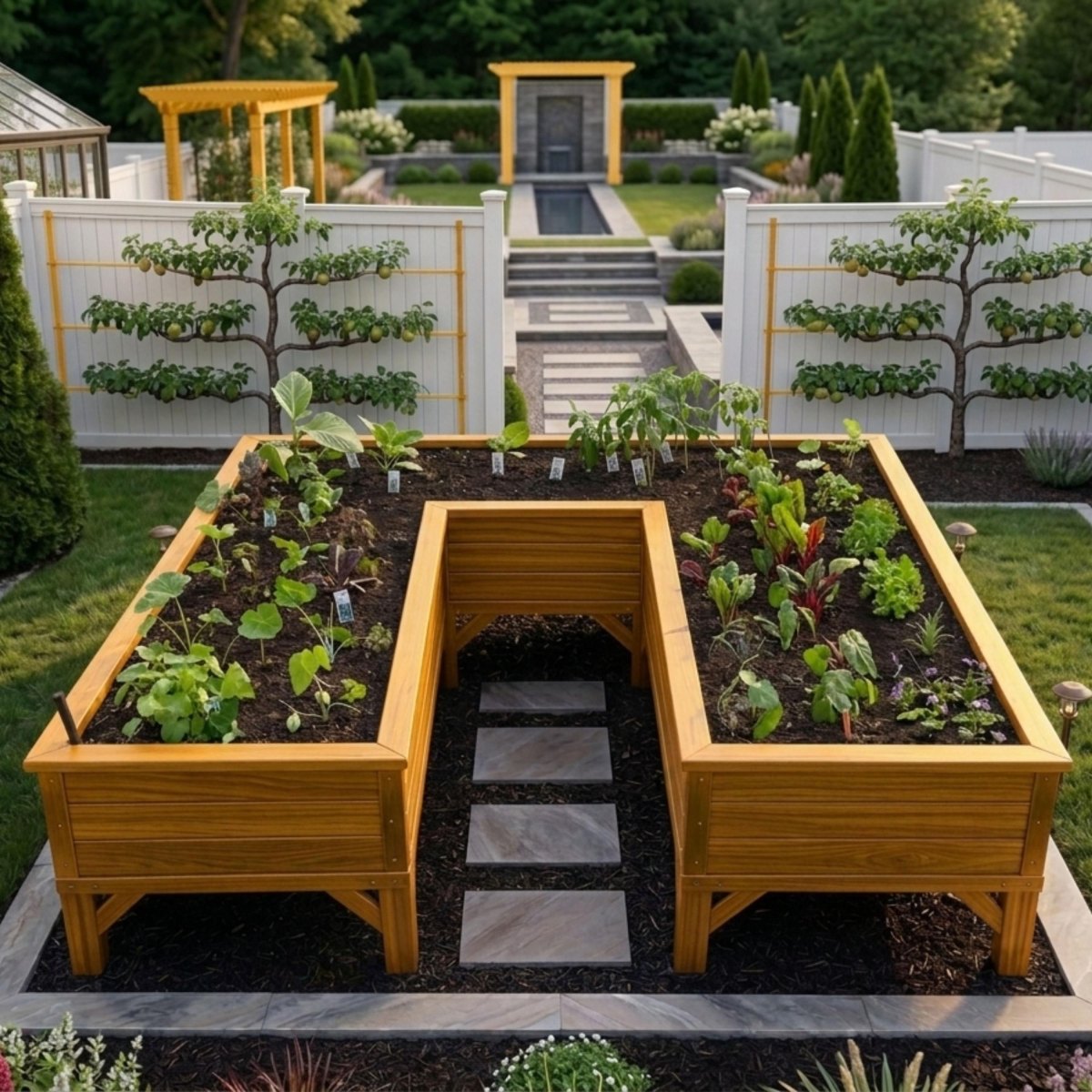 U shaped raised bed garden