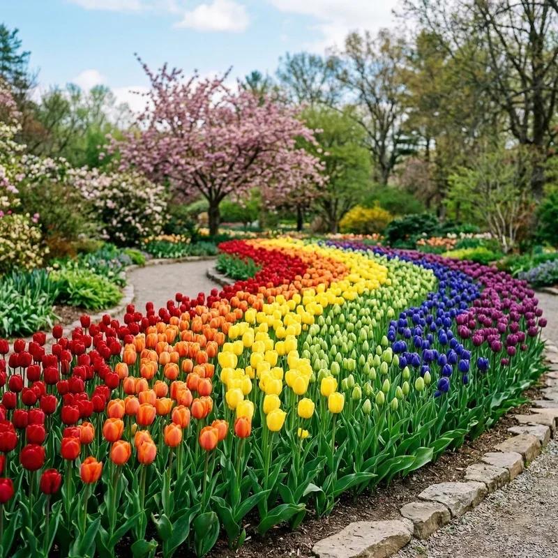 Color themed flower garden design