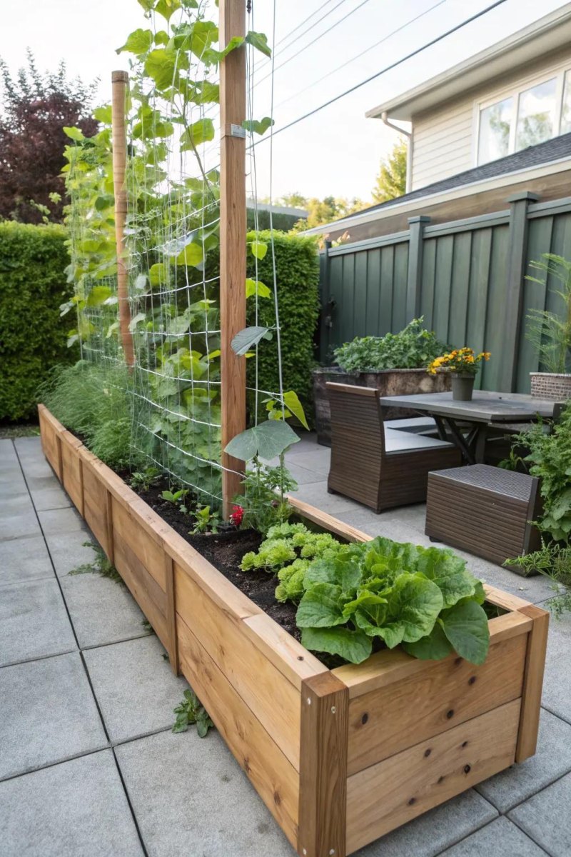 Trellis patio vegetable garden