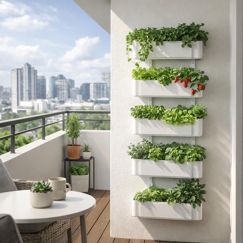 Vertical balcony vegetable garden wall