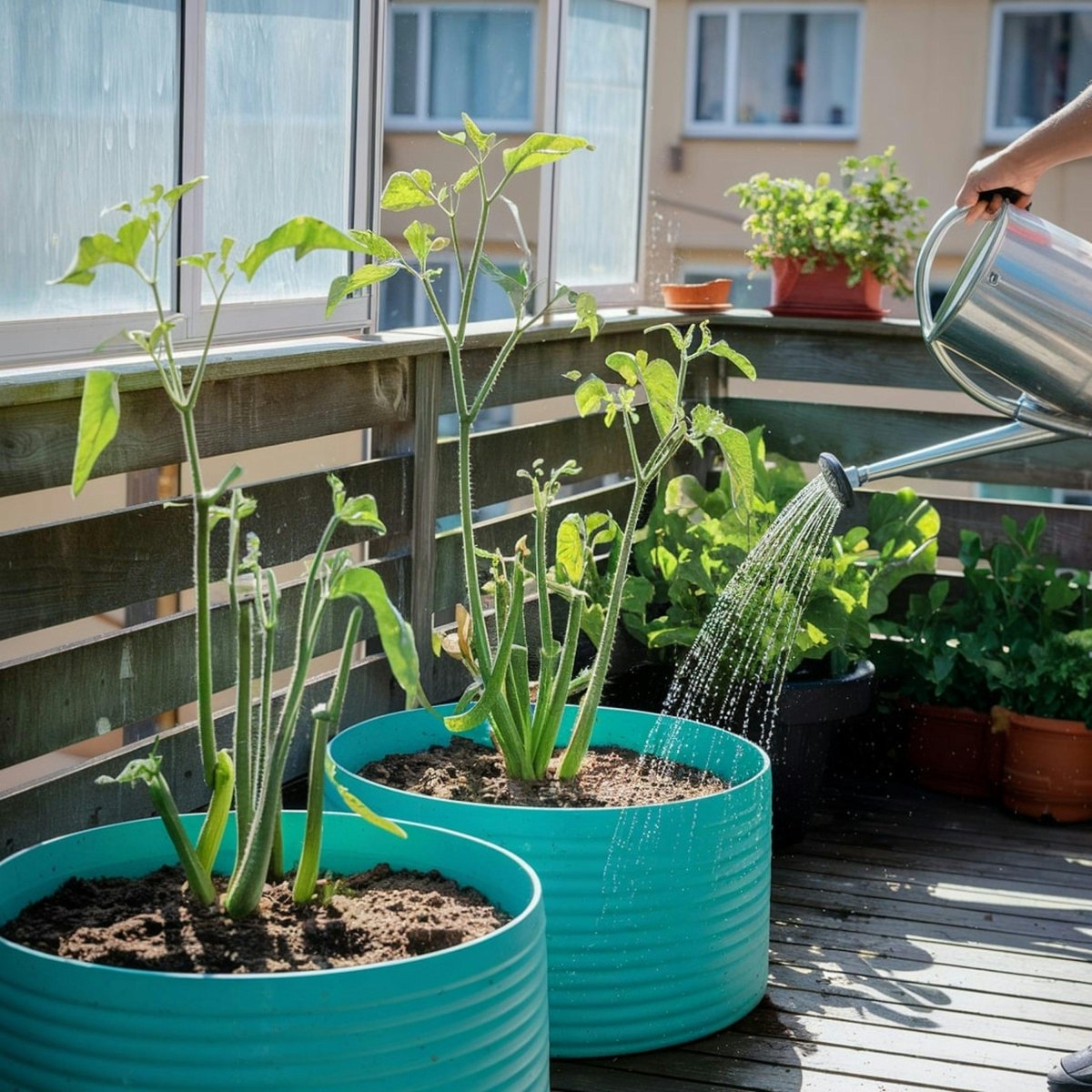 Watering bucket vegetable plants